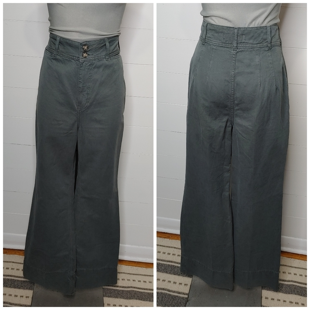 High-Waist Wide Leg Pants - Slate Gray